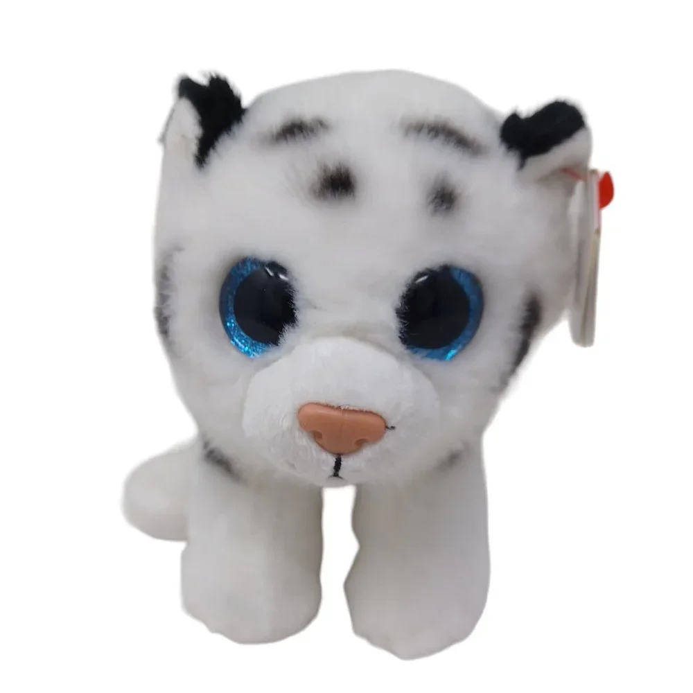 Ty Tundra White‎ Tiger Glitter Eyes Beanie Baby VelveTy Stuffed Animal Plush 6